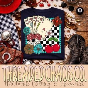 Gildan Women's Navy Graphic Tee with Multicolor Design